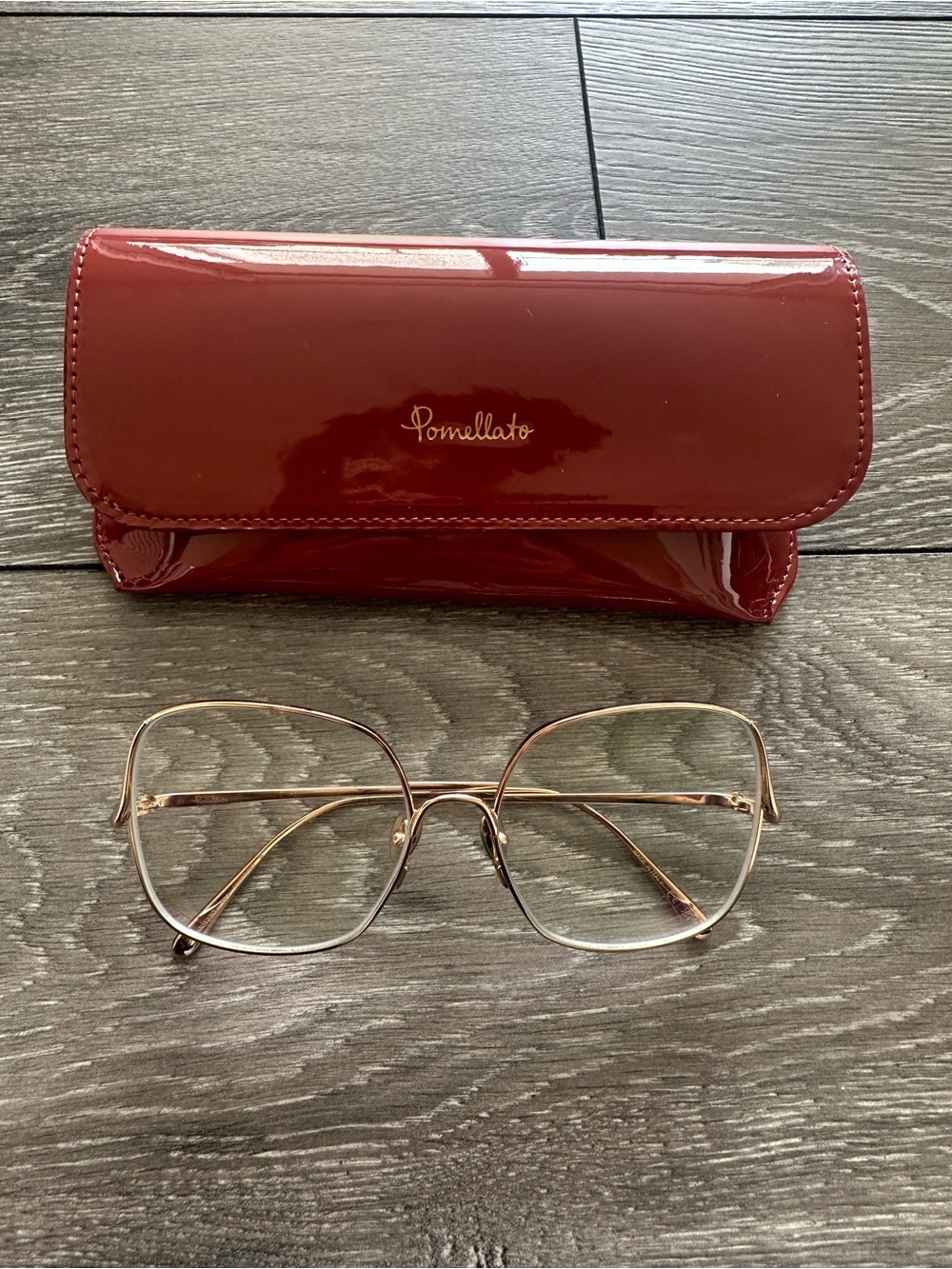 Pomellato Red Eyeglass Case with Gold-Tone Frames